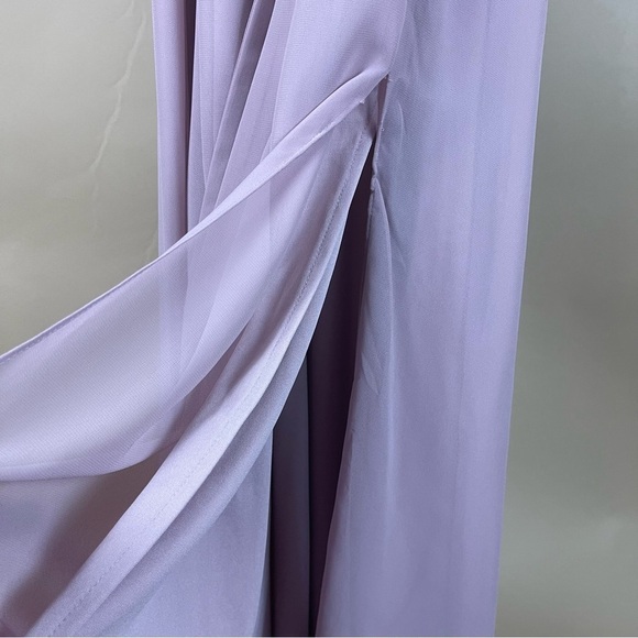 NEW MARINA SIZE 6 LONG SLEEVE CHIFFON GOWN MAUVE ROSE FORMAL ELEGANT SIDE SLIT - Picture 7 of 13